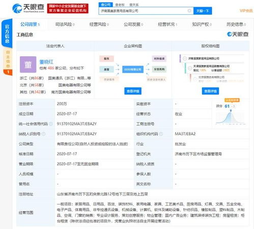 济南国美家居用品成立 注册资本200万元